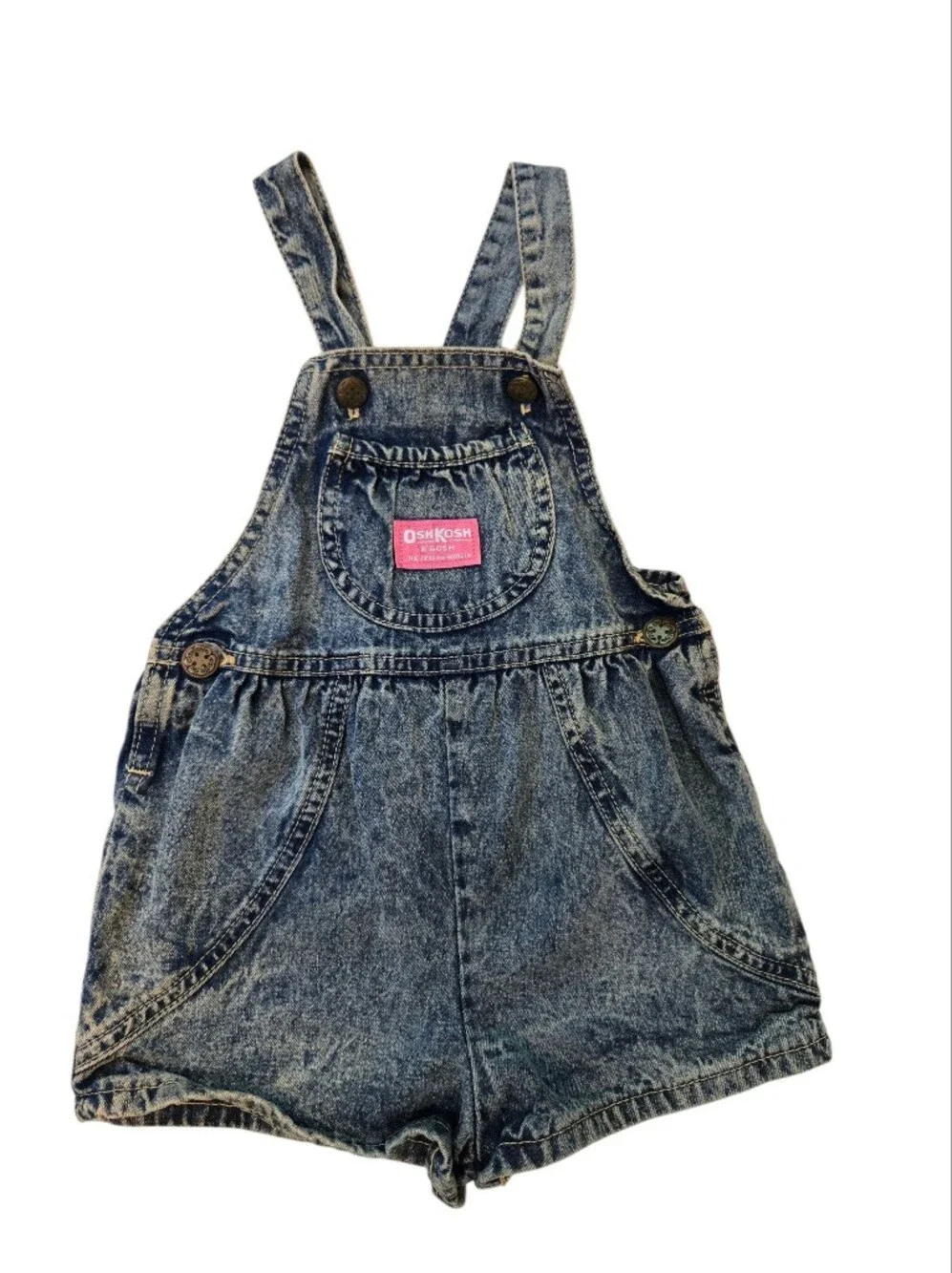 Vintage 1990s OshKosh B'gosh Acid-Wash Denim Shortall Overalls